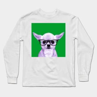 Pop Art Chihuahua in Green Background - Print / Home Decor / Wall Art / Poster / Gift / Birthday / Chihuahua Lover Gift / Animal print Canvas Print Long Sleeve T-Shirt